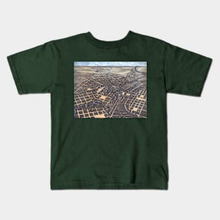 Antique Aerial City Map of San Antonio, Texas,  1873 Kids T-Shirt